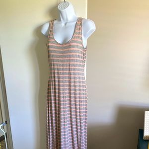 Tart Striped Maxi Dress, Gray and Peach, Size M